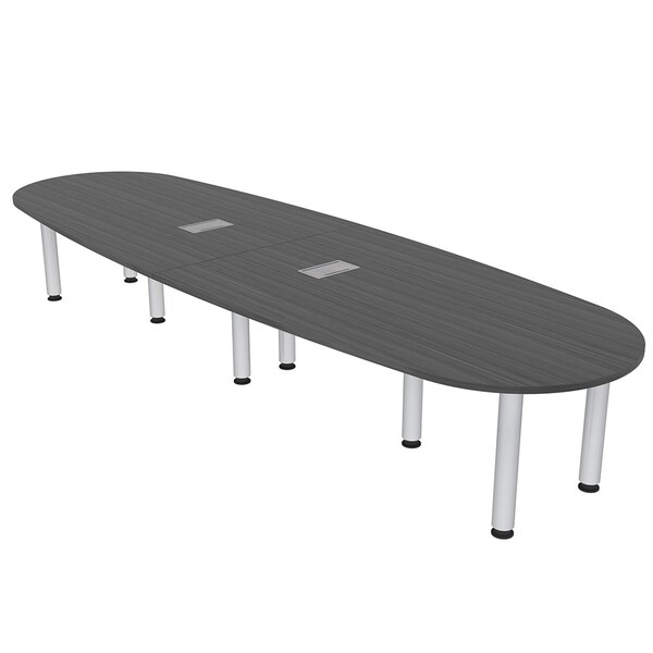 45 in W, 144 in L, 29 in H, Engineered Wood Top, Grey